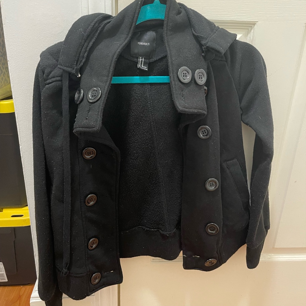Black Button Jacket. Size Medium